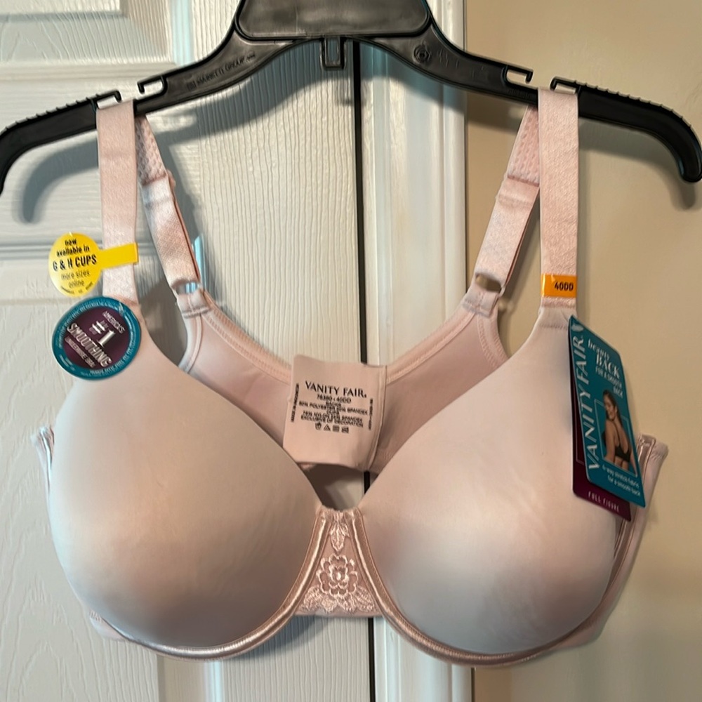 Vanity Fair Full Figure 4-Way Stretch Fabric For Smooth Back Bra Size 40DD NWT